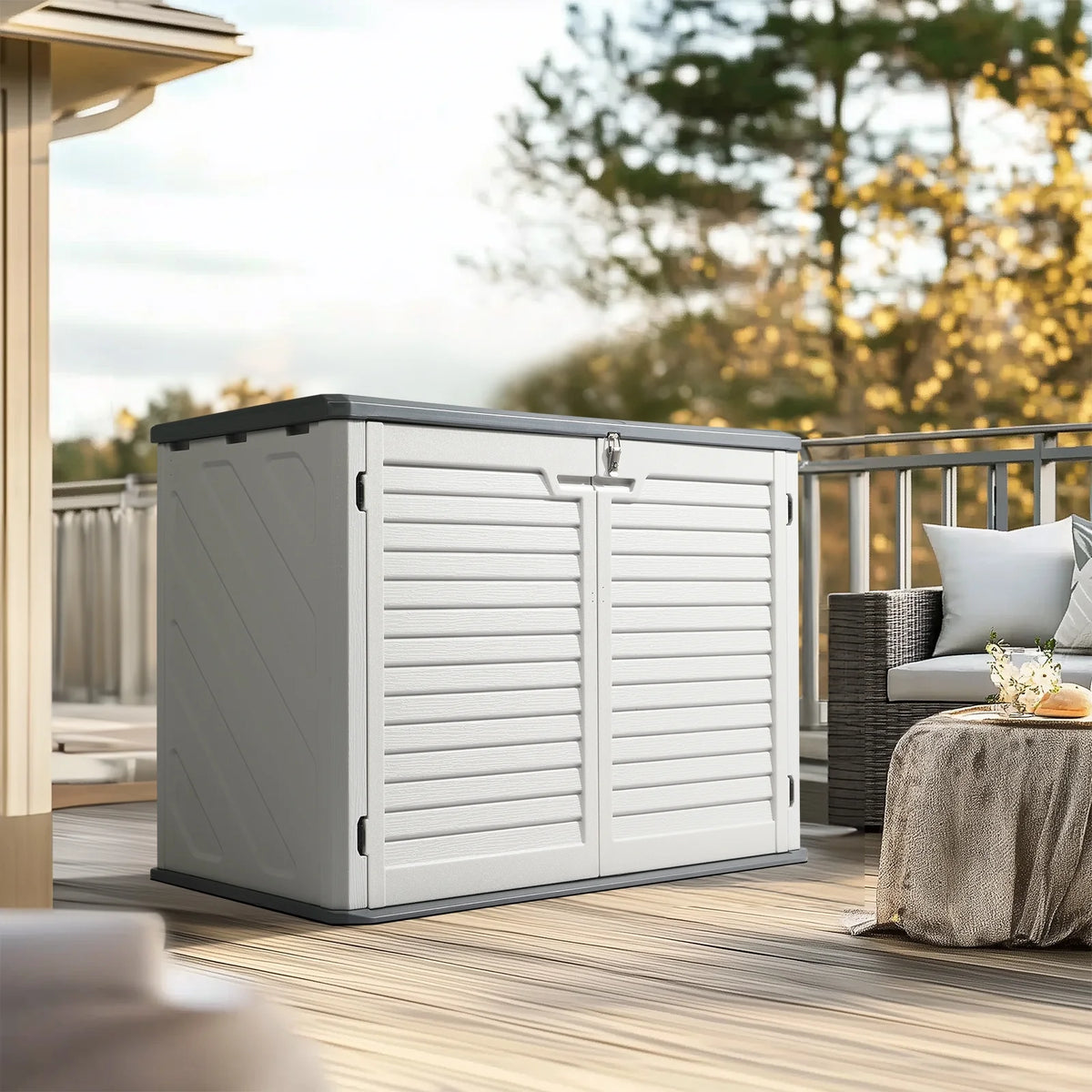 EasingRoom 260 Gallon Storage Deck Box Courtyard White