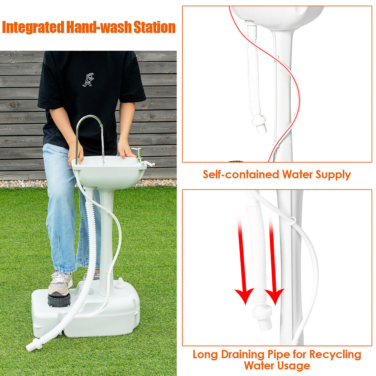 Costway 5 Gallon Portable Wash Sink  Hand Wash Basin Stand