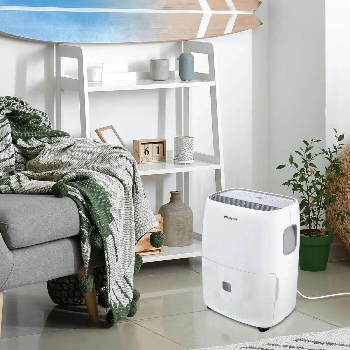 Whirlpool Energy Star 50-Pint 4500 Sq ft Humidity Absorber Dehumidifier, Bedroom, Basement, Garage, WHAD501DW