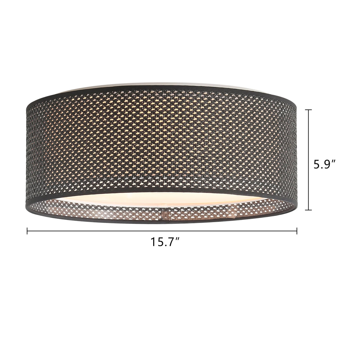LEDET 15.7 in. Yellow Flush Mount Ceiling Light Rattan Weaving Shade Home Decor Pendant Lighting