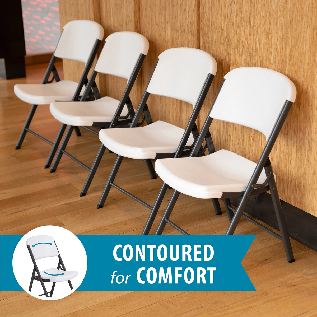 Lifetime Folding Chair, Indoor/Outdoor Commercial, White Granite, 4 Pack (42804)