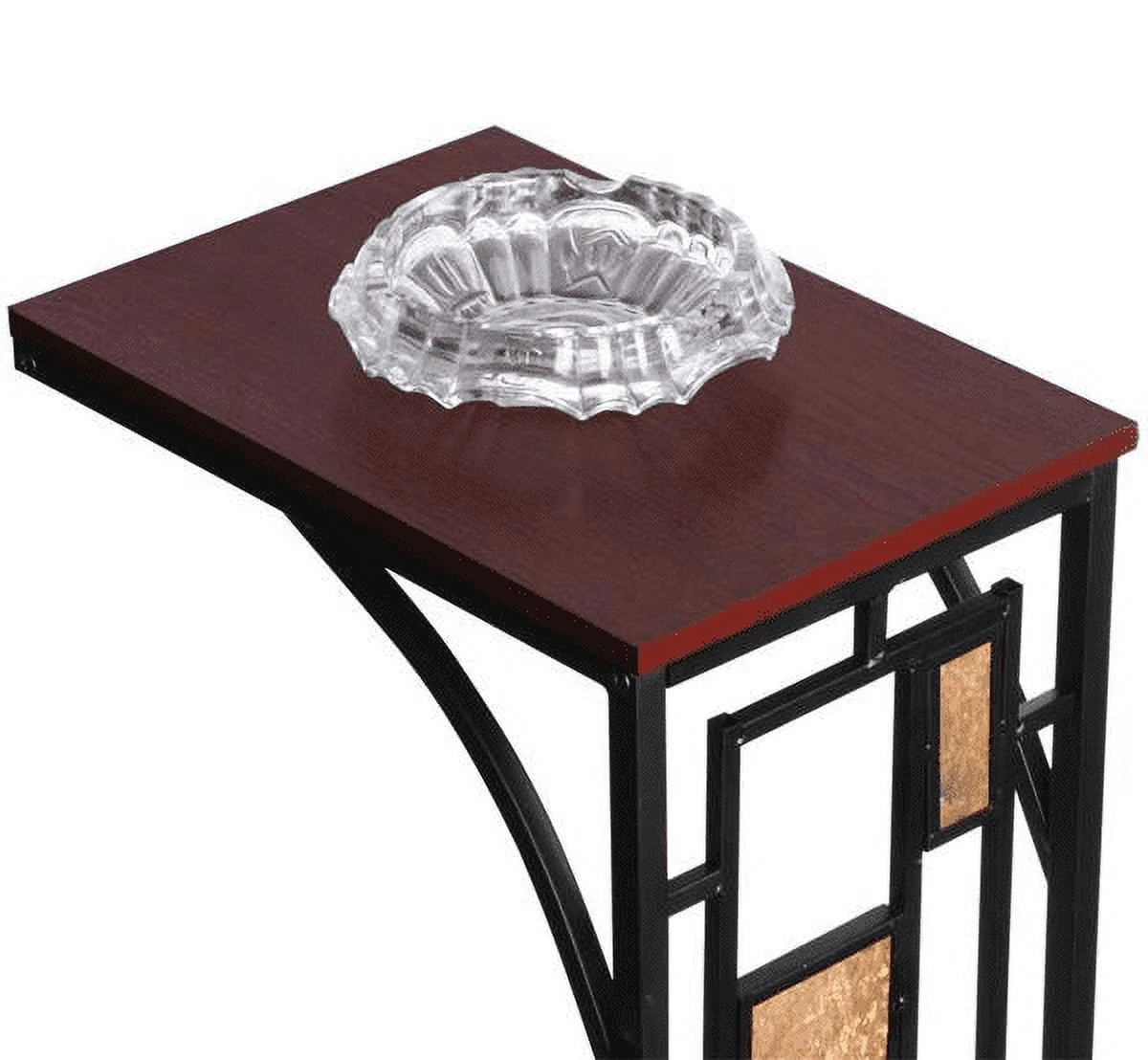 Easyfashion C-shaped Wood End Table, Set of 2, Brown/Black