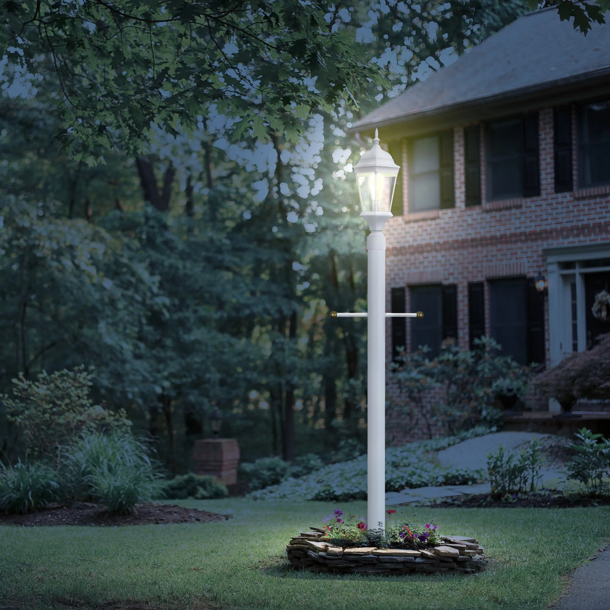 Design House 80" Traditional Weather-Resistant Outdoor Lamp Post with Cross Arm, Black