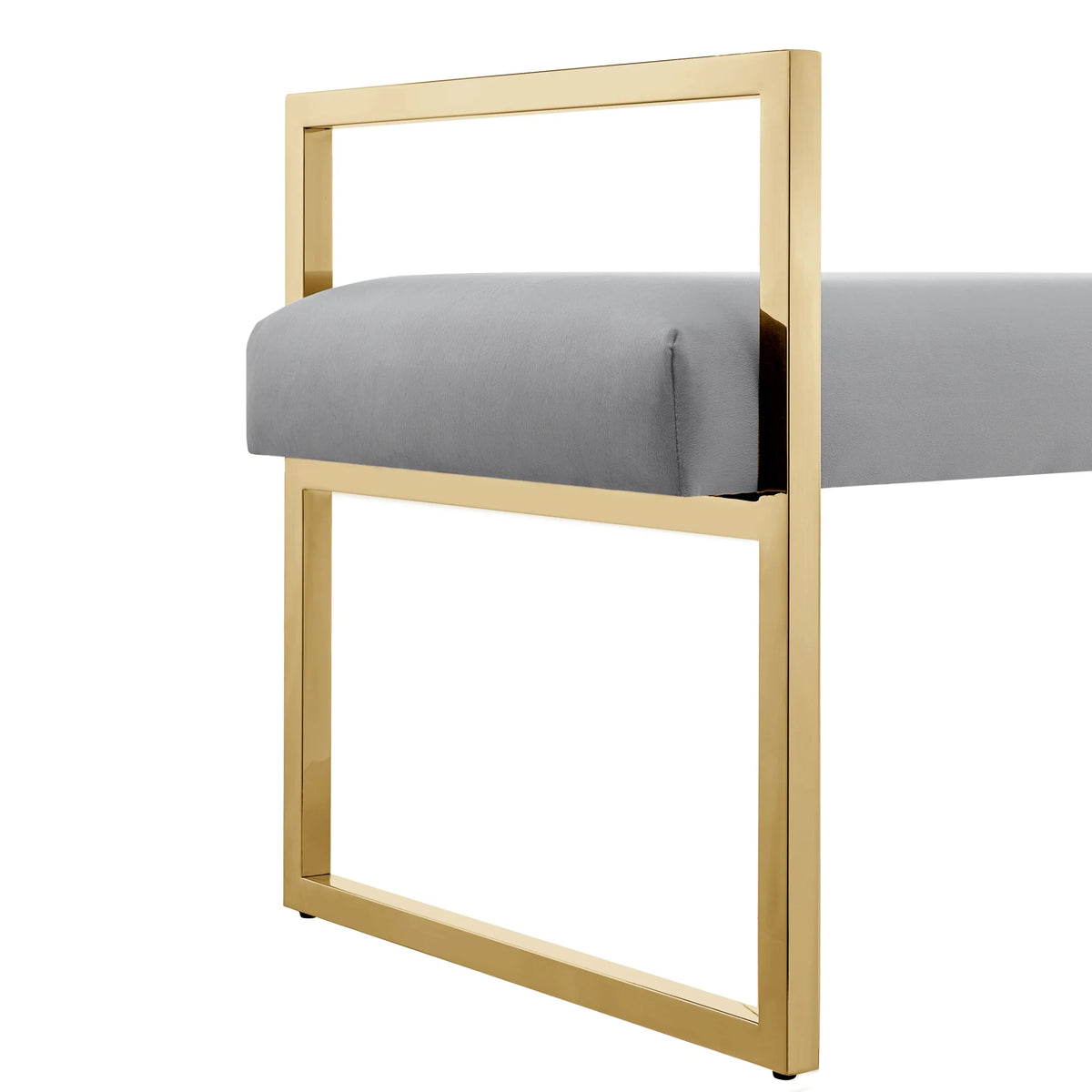 Madisen Velvet Bench with Gold Frame, Navy