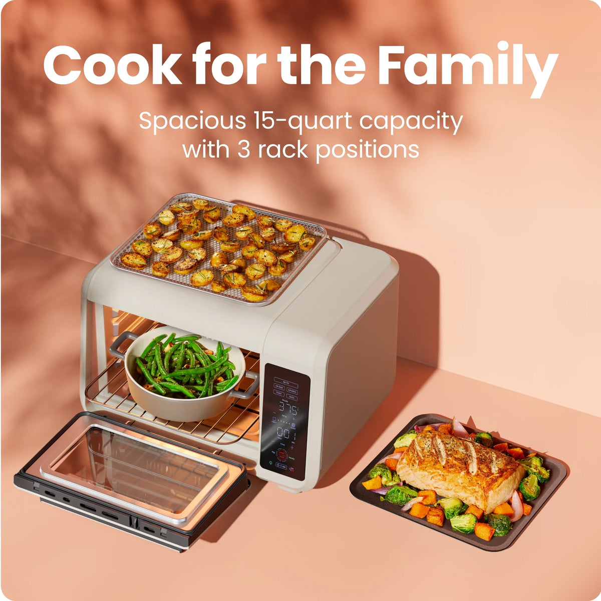 Chefman EasyAir 15 Qt. Toaster Oven Air Fryer, 5 Cooking Functions & 450��F Max Temperature �C Black