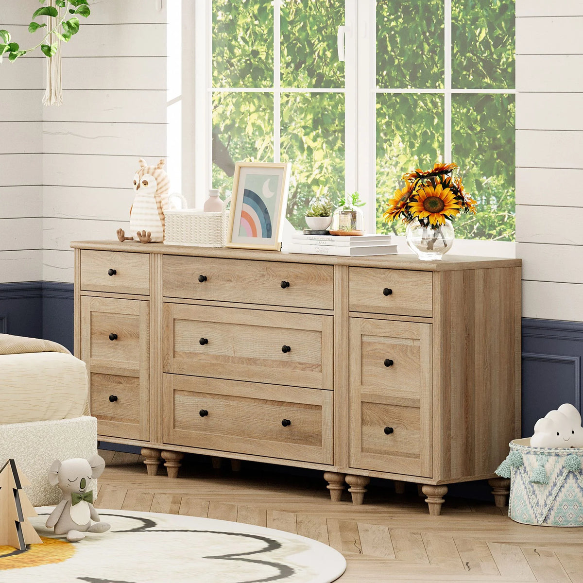 Oak 6 Dresser for Living Room
