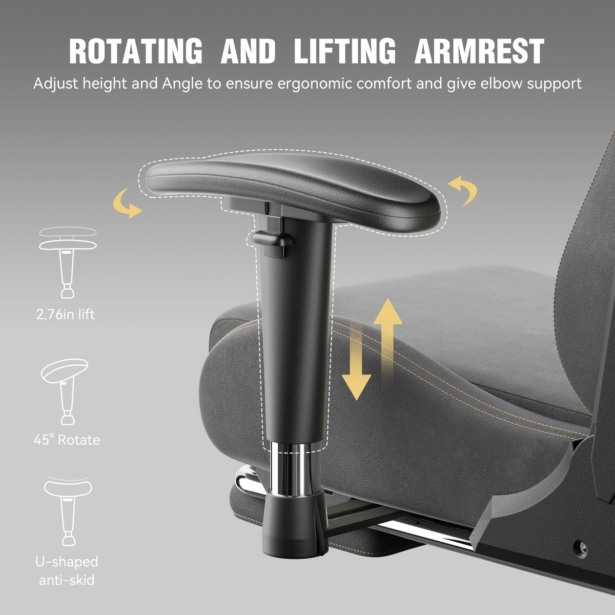 Dowinx Computer Gaming Chair with Pocket Spring Cushion and 4D Armrests for Office,Breathable Fabric High Back Ergonomic Task Chair with Footrest , Massage Lumbar Support Black