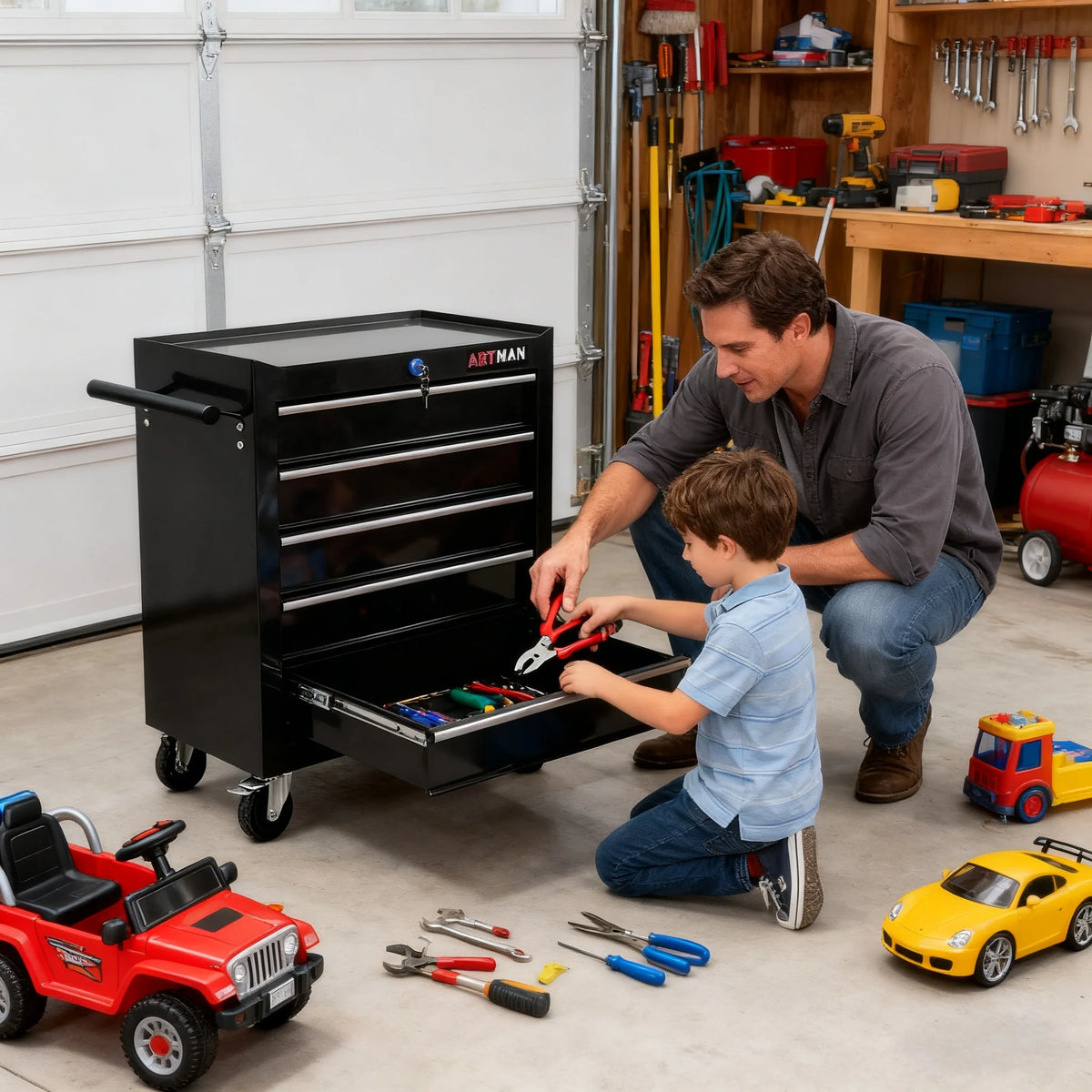 ARTMAN 5 Drawer Rolling Tool Chest, Tool Storage Cabinet  with Wheels and Drawers for Garage Warehouse
