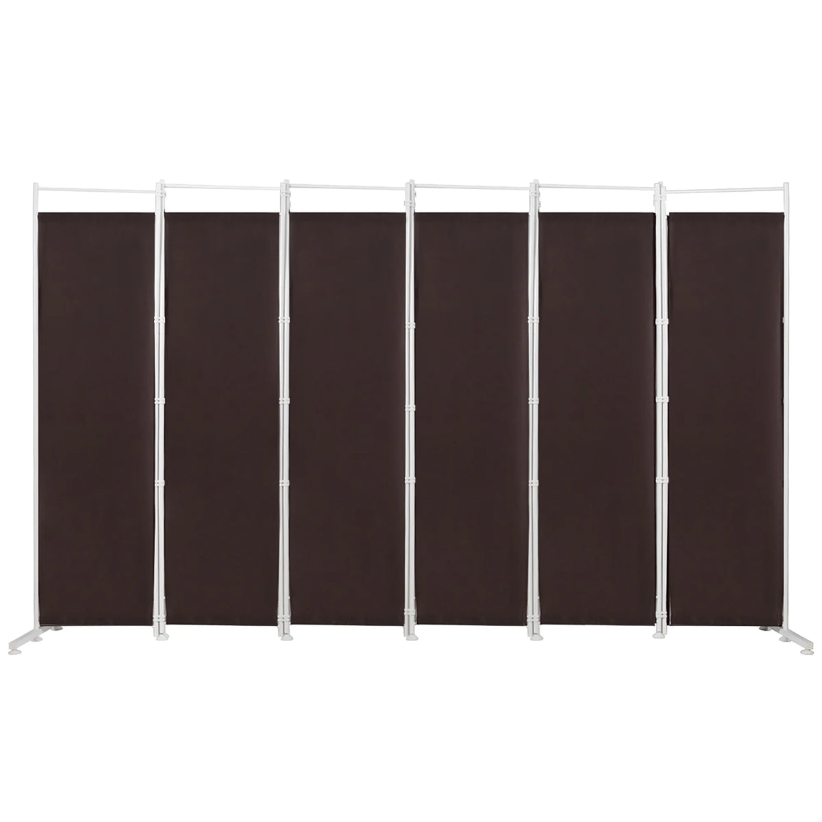 Costway 6-Panel Room Divider Folding Privacy Screen w/Steel Frame Decoration Brown