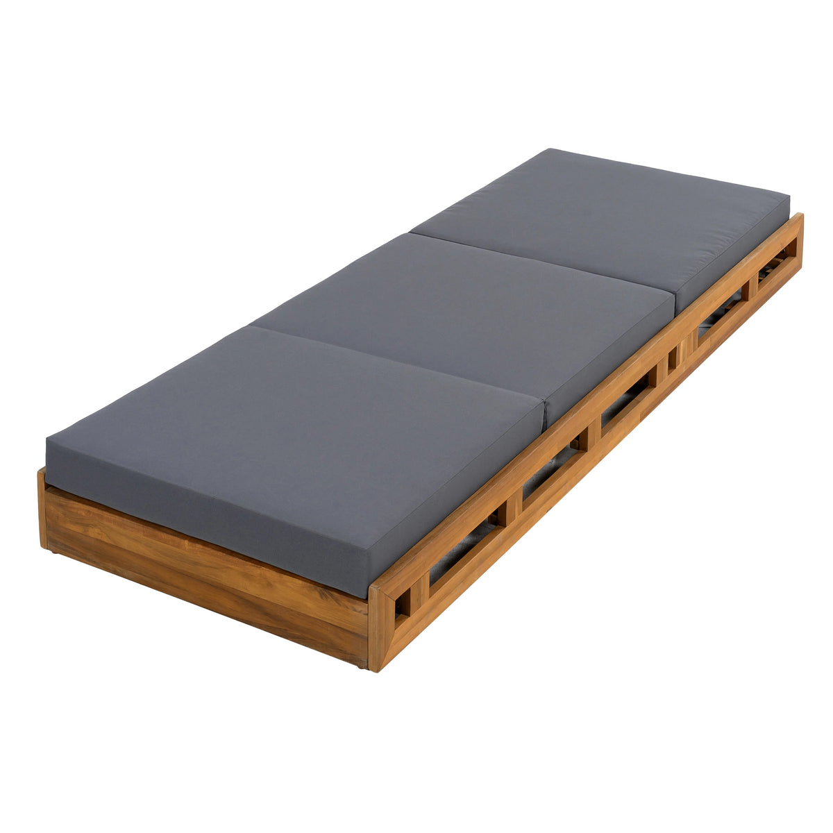 Patio Seating LOUNGE CHAISE SET, ACACIA WOOD WITH WATER-RESISTANT LOUNGE CUSHIONS (CREAM & 4 INCH THICK) - MATCHING DARK GREY VERSION AVAILABLE,Outdoor Seating