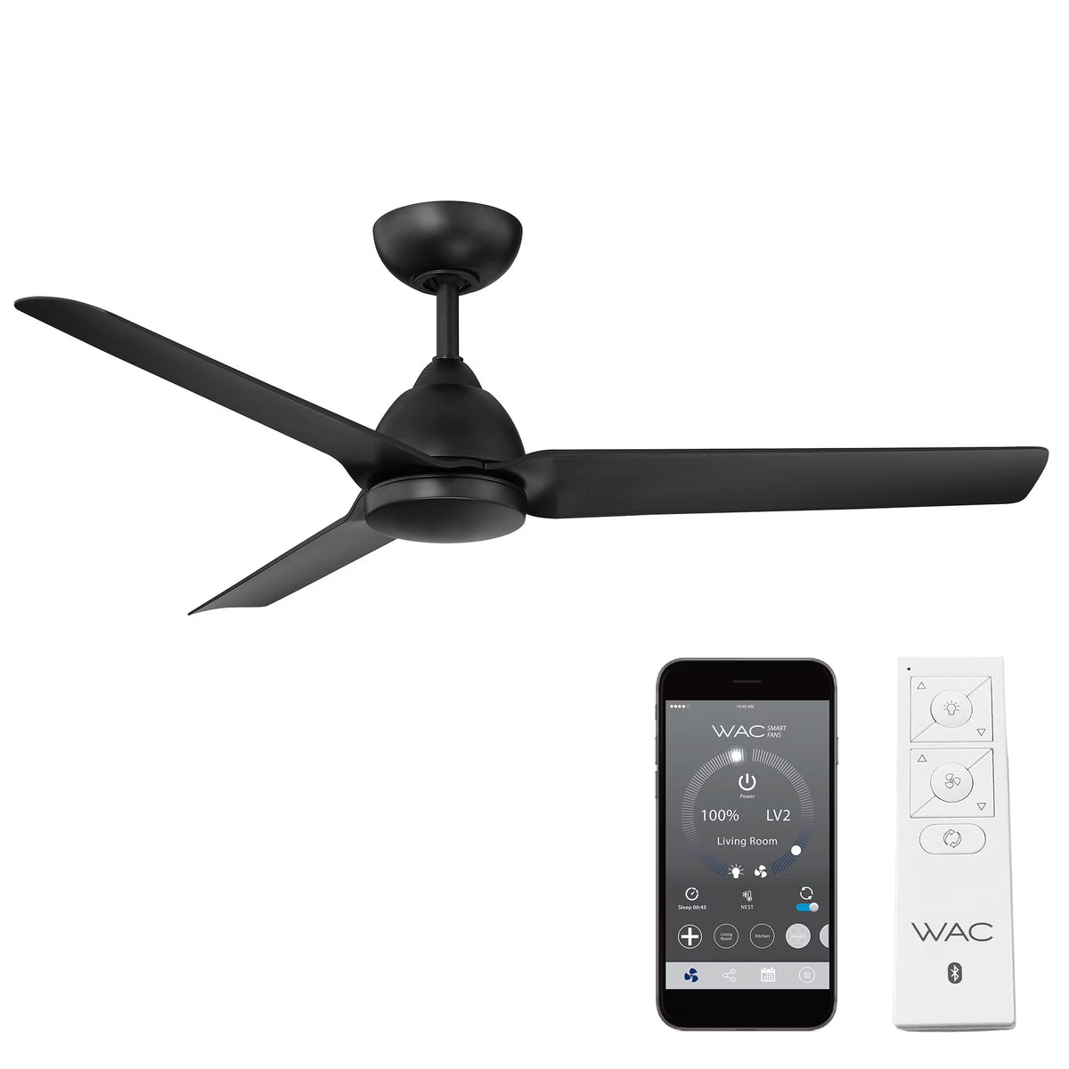 WAC Mocha 54" Brushed Aluminum Smart Ceiling Fan with Remote Control