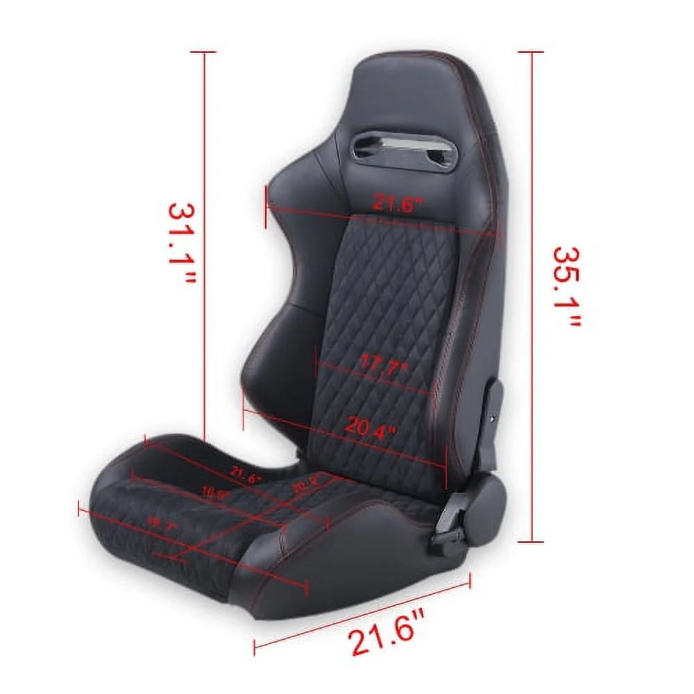 Racing Seat High Quality Pvc With Suade Material Double Slider, 2Pcs, Red