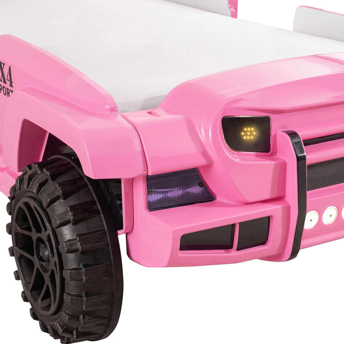 Furniture of America Terra Kids Plastic Twin SUV Bed with LED and Sound, Black