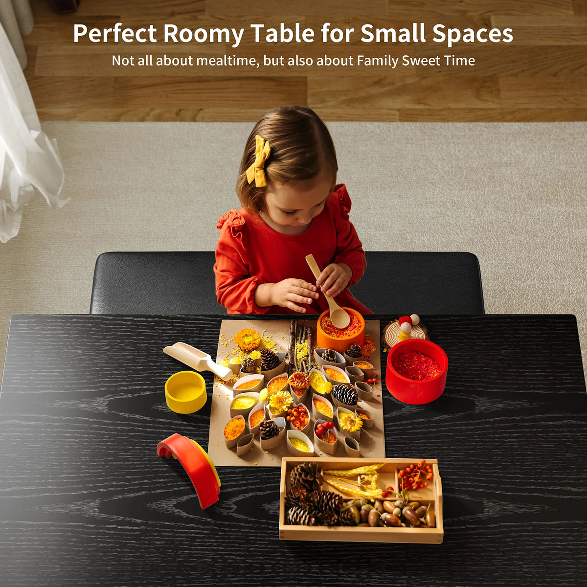 Aiho 5-Piece Modern Dining Set, Metal & Wood Table & 4 Chairs, Space-Saving for Small Spaces & Apartments, Retro