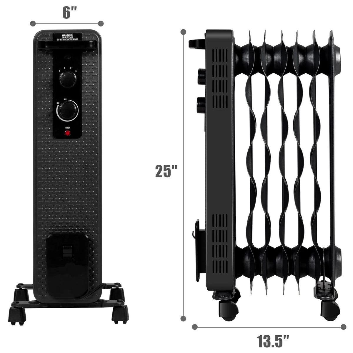 Gymax 1500W Oil Filled Radiator Space Heater w/ 3 Heating Modes Black