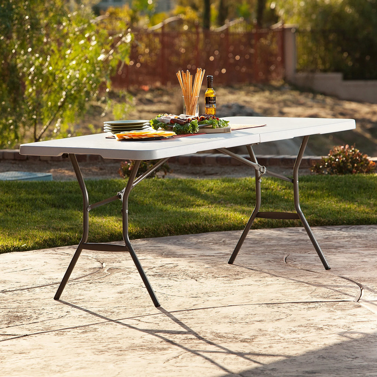 Lifetime 6' Commercial Grade High-Quality Fold-in-Half Folding Table, White (25011)