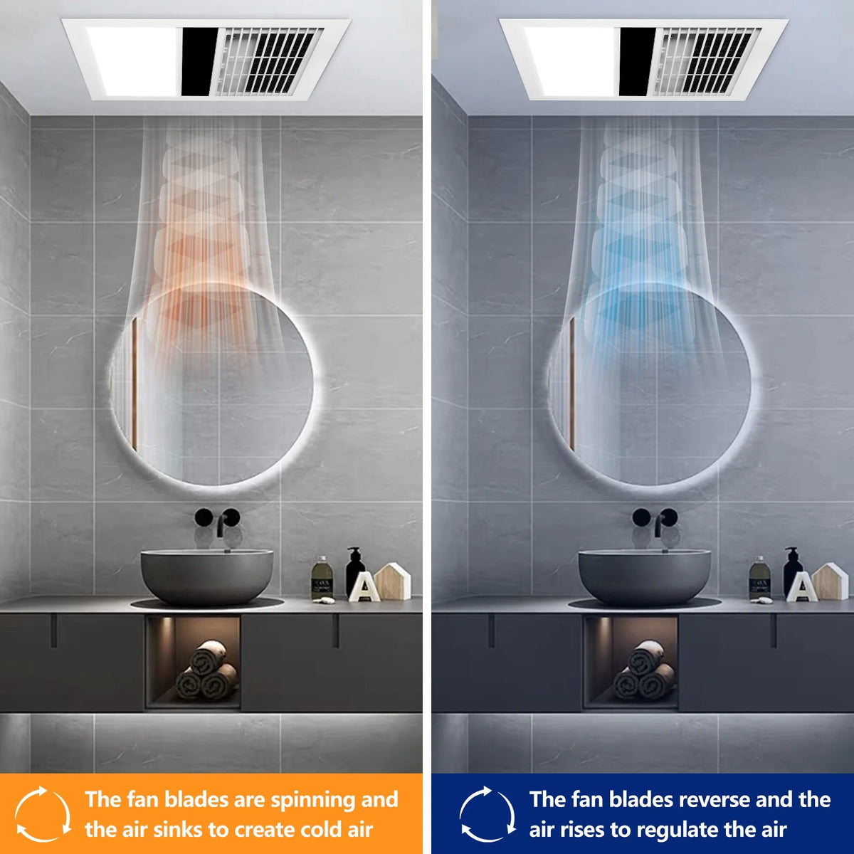Bathroom Exhaust Fan, Heater, LED Light Combo, Bathroom Fan 2300 Watt Heater 100CFM