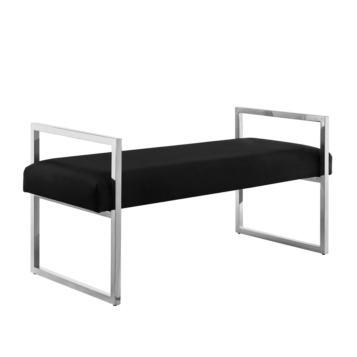 Madisen Velvet Bench with Gold Frame, Navy