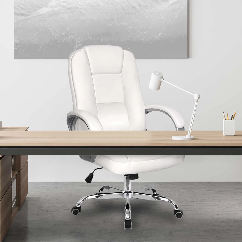 NEO CHAIR Home Office Chair, Heavy Duty Leather Office Chair, Ergonomic High Back Cushion Lumbar Back Support, Computer Desk Executive Chair for Work, 8 Hours Comfort, Jet Black