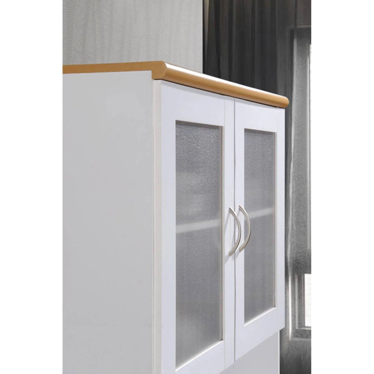 Hodedah Tall Free Standing Kitchen Cabinet, White