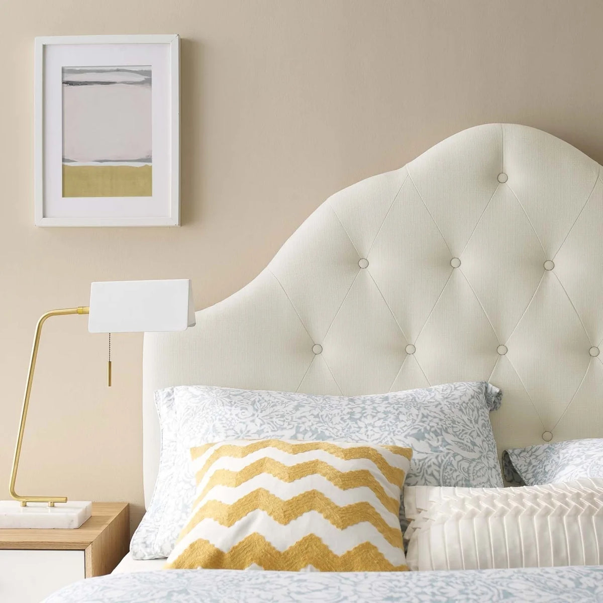 Modway Sovereign Queen Upholstered Fabric Headboard in Beige