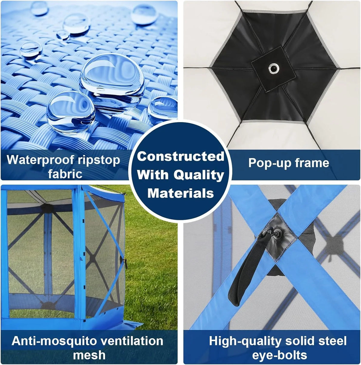 COBIZI 12x12ft Pop-up Gazebo Screen Tent Screen House with sidewalls and Mosquito Netting for Camping, Waterproof, UV Resistant, EZ Set-up Party Canopy with Carrying Bag and Ground Stakes, Brown