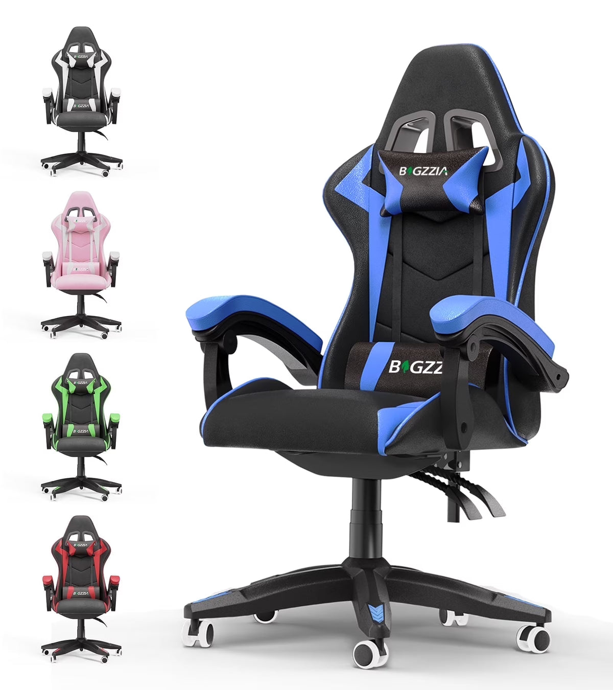 Bigzzia Gaming Chair with Footrest, Gaming Chair for Adult with Headrest and Lumbar Support,Red