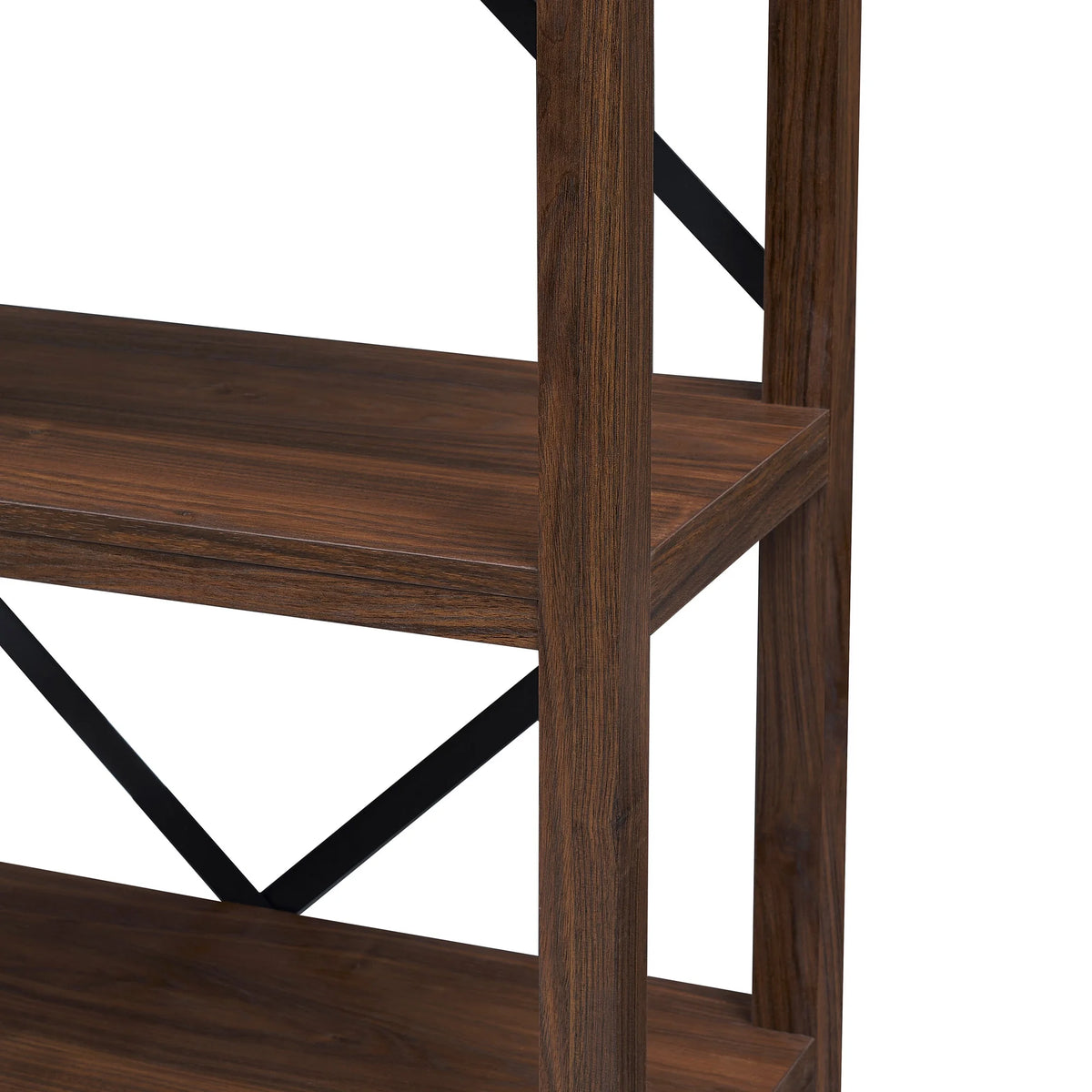 Walker Edison Rustic Industrial 4-Shelf Bookcase, Dark Walnut
