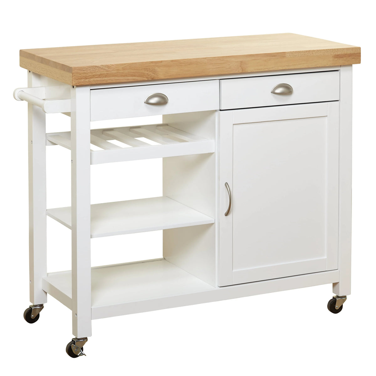 Martha Kitchen Cart, Rubber wood top, Multiple Colors
