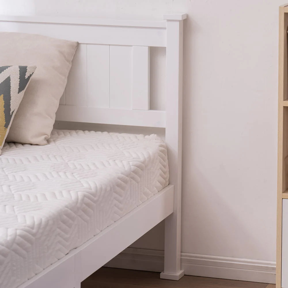 Twin Bed Frame with Headboard, YOFE White Twin Size Platform Bed Frame w/ Slats, Modern Twin Size Bed Frame for Kids Adults, Wood Platform Twin Bed Frame for Bedroom, No Box Spring Needed, R5003