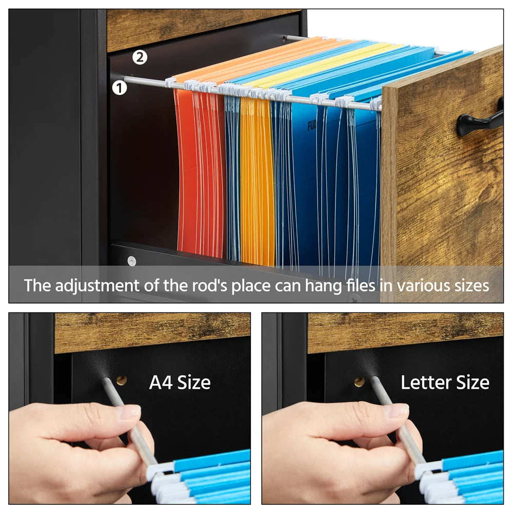 SmileMart Industrial Mobile Vintage File Cabinet with 2 Drawers