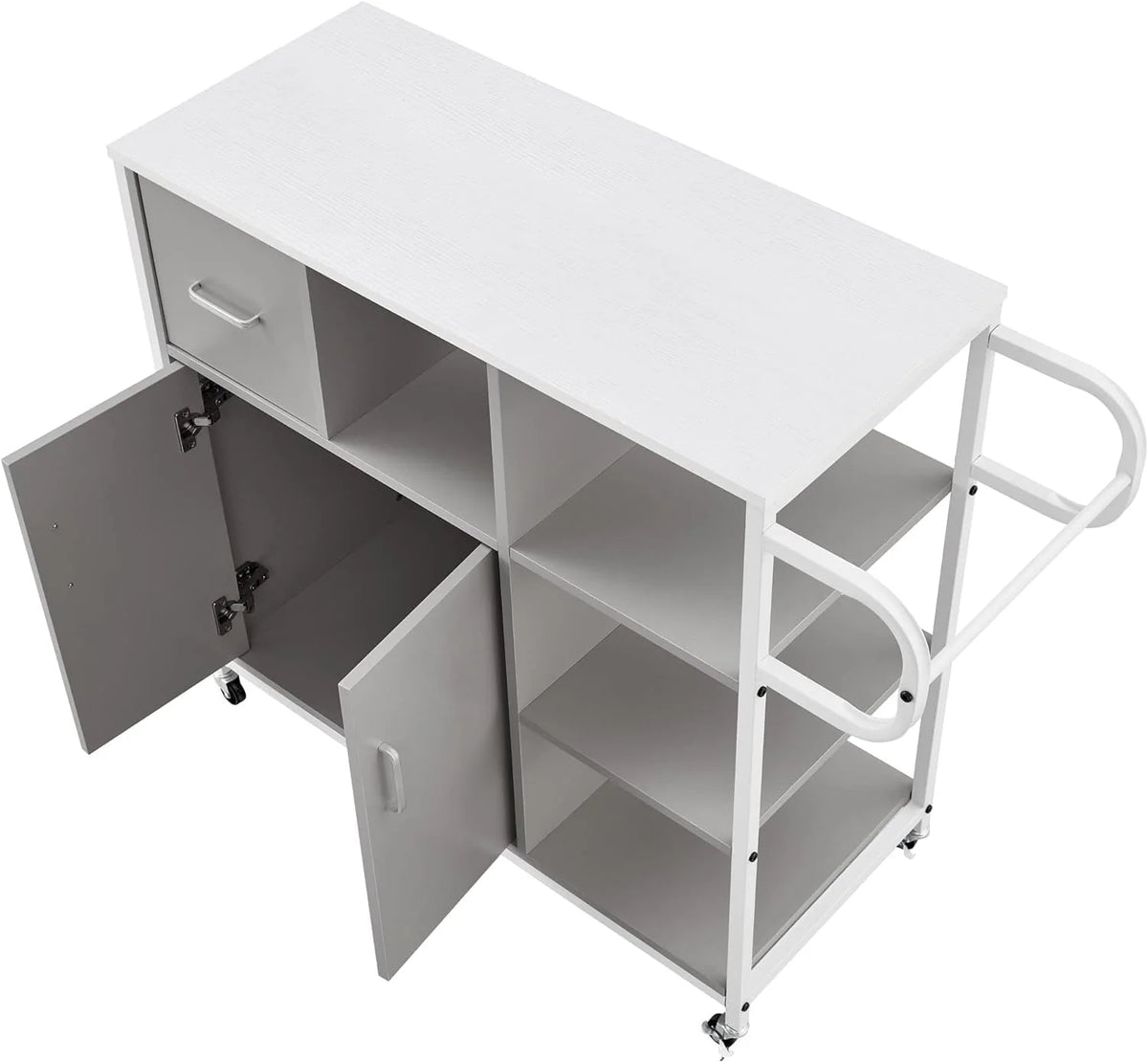 Kitchen Storage Cabinet,Storage Racks, Kitchen Island on 4 Wheels,Mobile Kitchen Table Suitable for displaying Small appliances, for Dining Room Kitchen,Gray