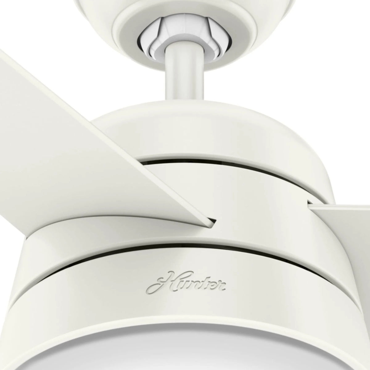 Hunter - Aker Indoor Ceiling Fan With Light, 36-inch, Fresh White, Modern-style, 3-speed WhisperWind Motor, 59301, for Living Rooms, Bedrooms