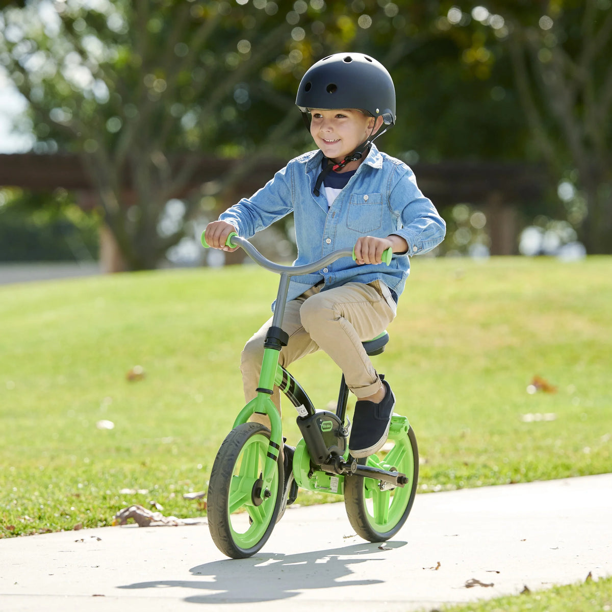My First Balance to Pedal Training Bike Kids in Green, Ages 2-5 Years, 12 Inch