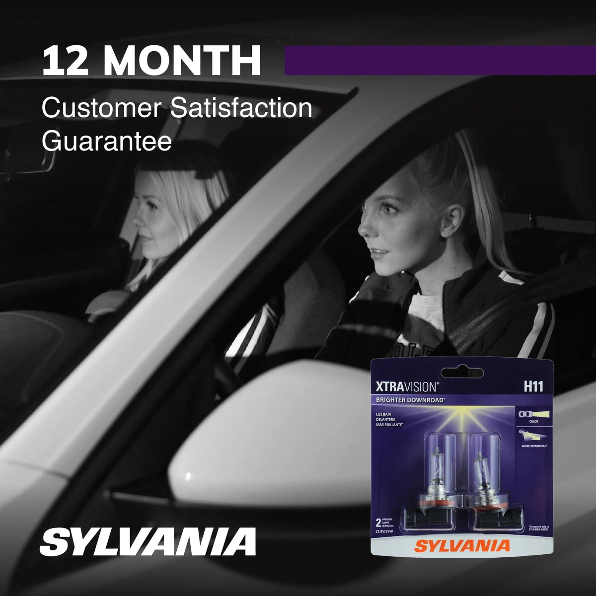 Sylvania H11 XtraVision Halogen Headlight Bulb, Pack of 2