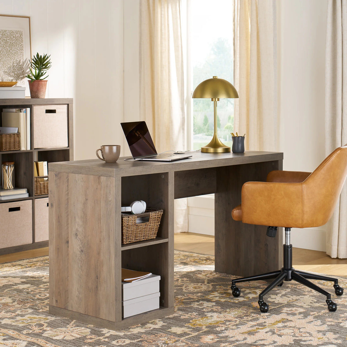 Better Homes & Gardens Cube Storage Office Desk, White Texture