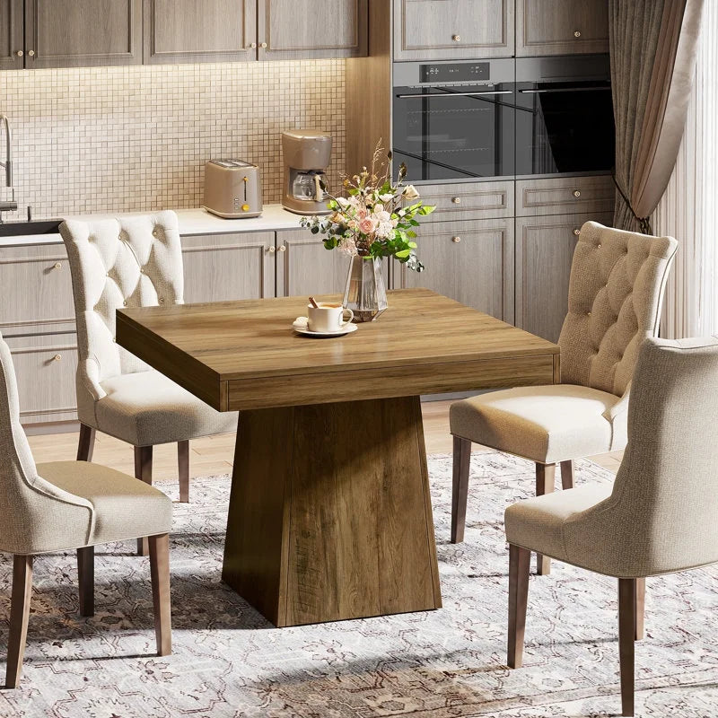 Tribesigns Square Dining Table for 4, 31.5-Inch Kitchen Table Small Dinner Table with Sturdy Pedestal Base, Farmhouse Dining Room Table for Home Dining Room, Living Room, Kitchen, Dark Gray