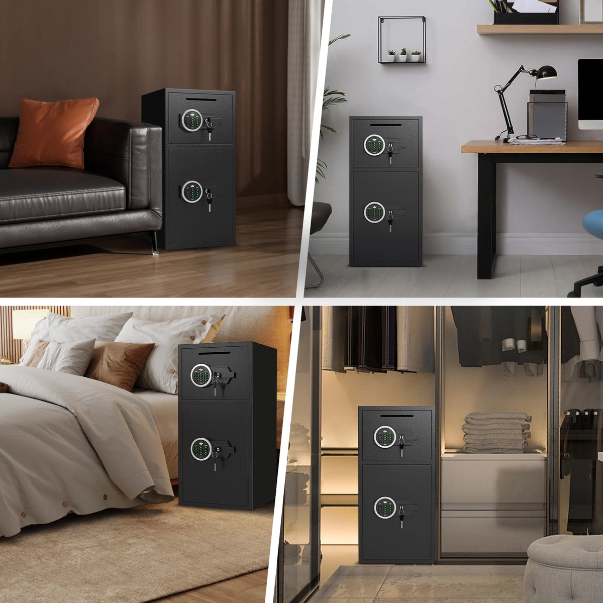 Silkight 6.5 Cu ft Home Safe Box - Fireproof  Depository Drop Safe with Backlit Keypad&Alarm System for Business Home
