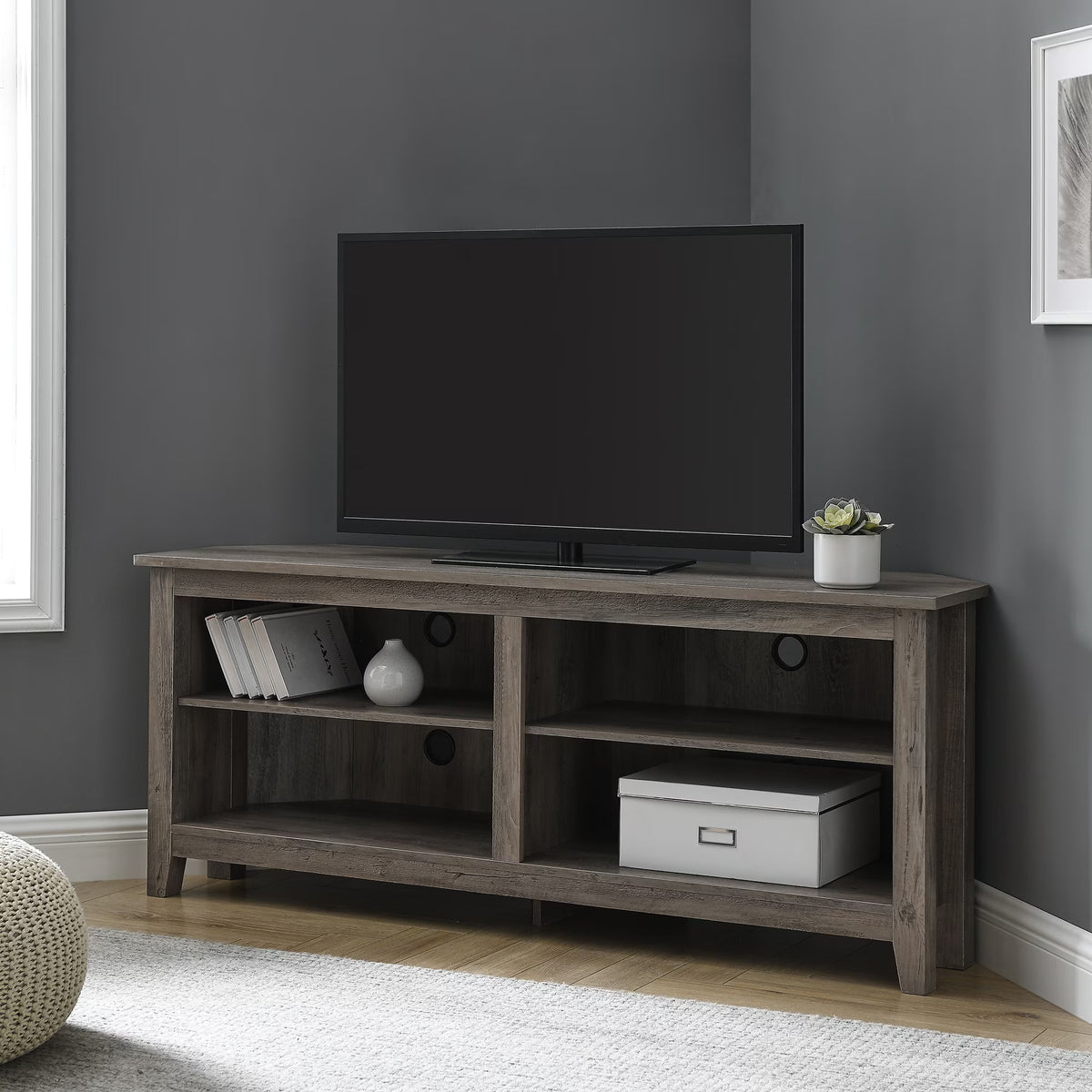 Walker Edison Corner TV Stand Console for TVs up to 64" - Black