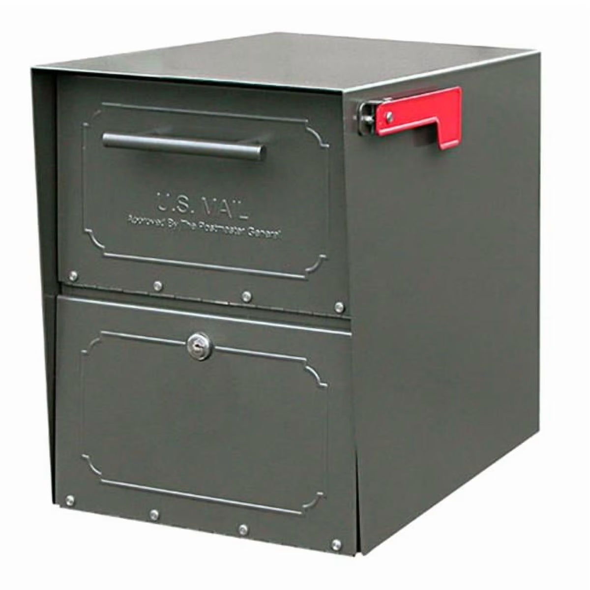 Architectural Mailboxes Oasis Classic Black Post Mount Mailbox, Galvanized Steel, Locking