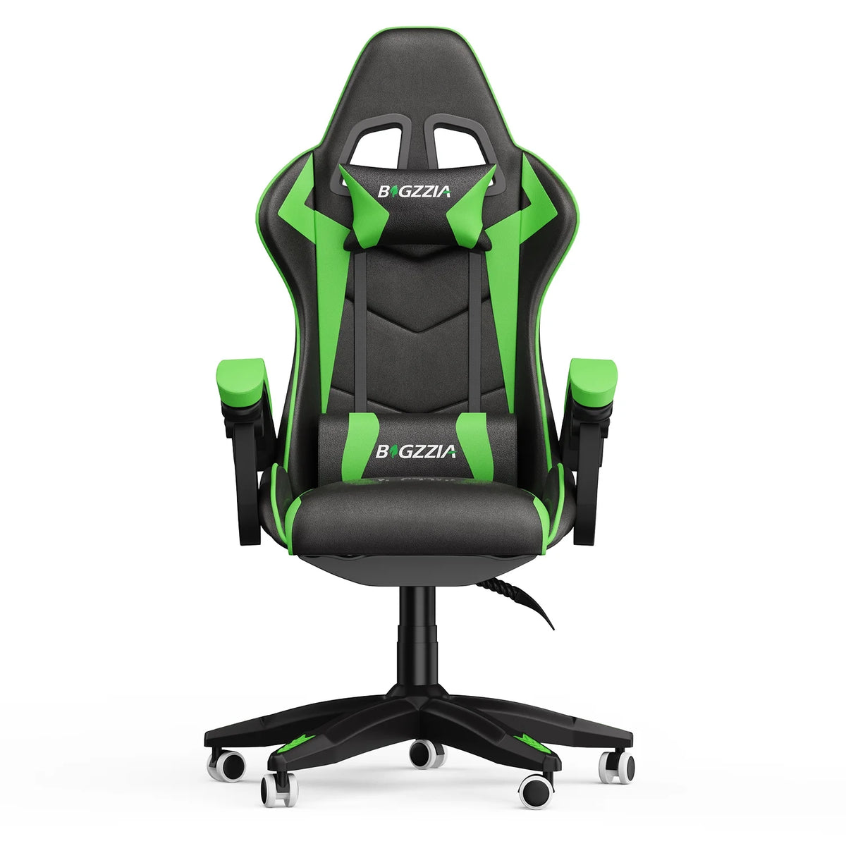 Bigzzia Gaming Chair Pu Leather Office Chair with Ergonomic Lumbar Pillow, Reclining Racing Game Chair Backrest and Seat Height Adjustable Swivel Recliner,Esports Chair with Headrest,Blue