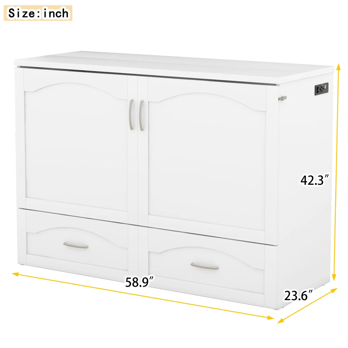 Harper & Bright Designs Full Size Murphy Bed with Shelves, Foldable Wall Bedframe w/Flexible Slats Support, Space-Saving Design, Can Be Folded Into Cabinet, White