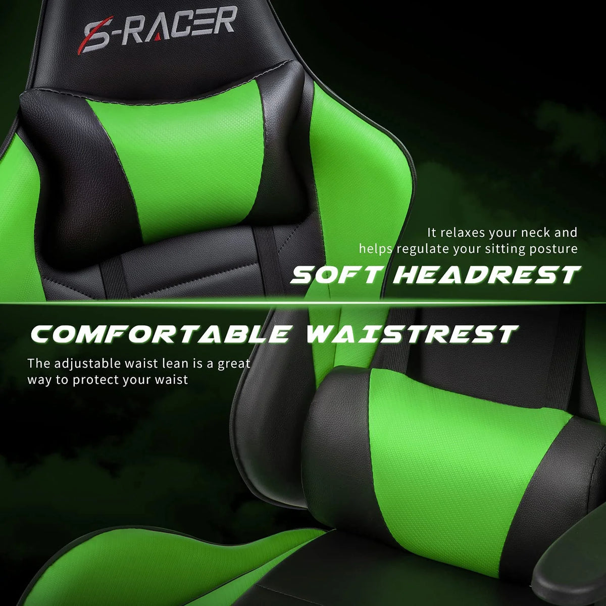 Lacoo High Back Gaming Chair Ergonomic Gaming Computer Chair,Black