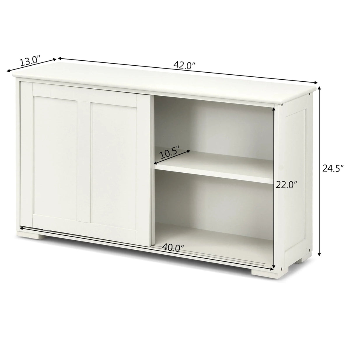 Costway Kitchen Storage Cabinet Sideboard Buffet Cupboard Wood Sliding Door Pantry Cream White