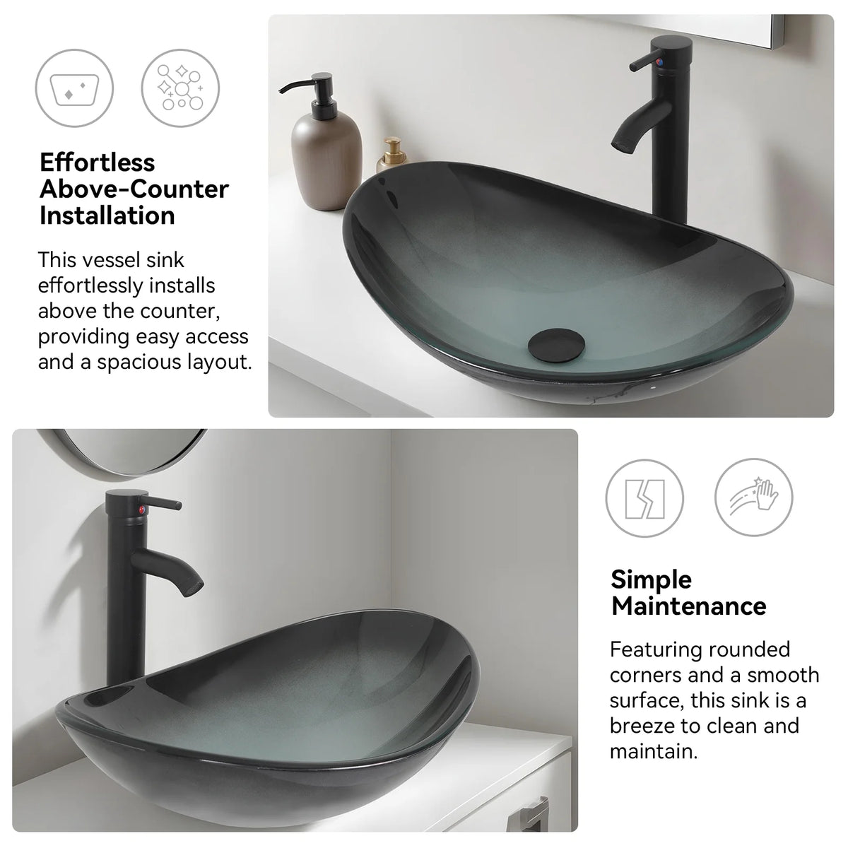 FULLWATT Bathroom Ceramic Sink Vanity Vessel Basin Porcelain Faucet Drain Combo Rectangle,White