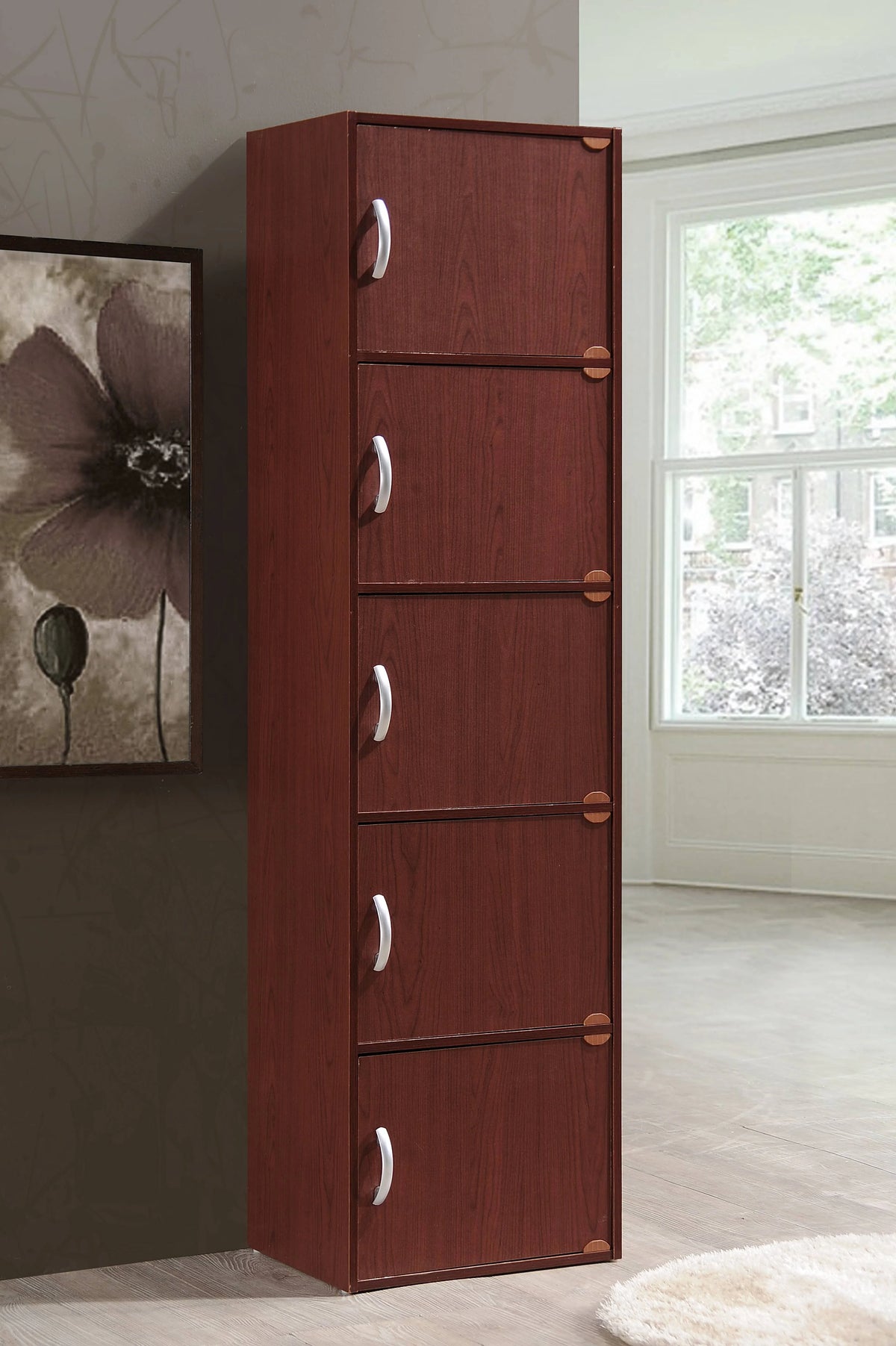Hodedah 5-Shelf, 5-Door Multipurpose Cabinet, Multiple Colors