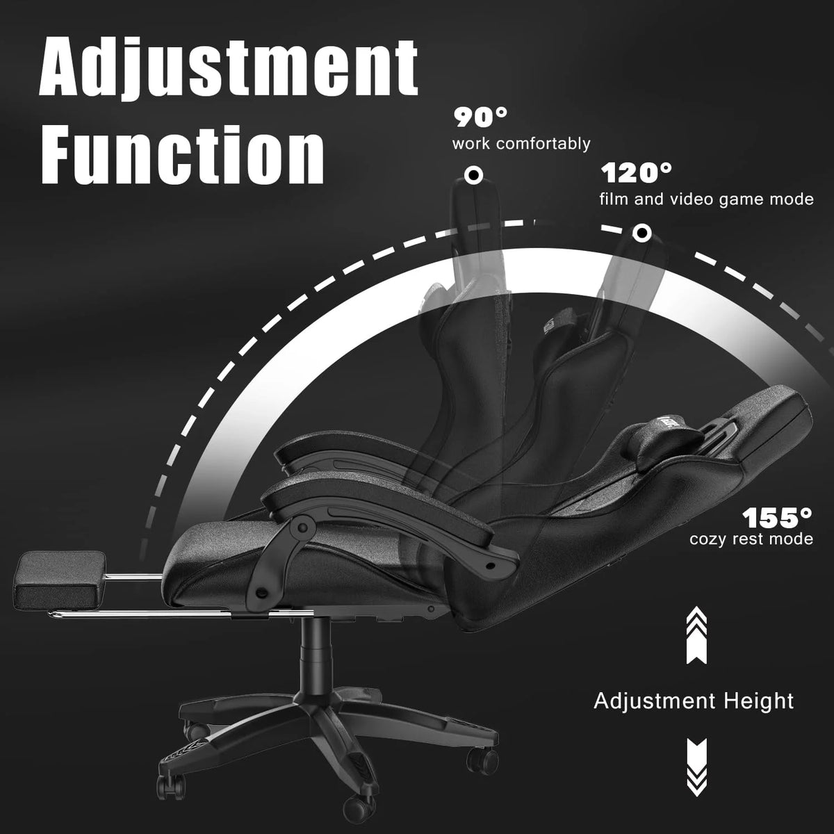 Bigzzia Gaming Chair Pu Leather Office Chair with Ergonomic Lumbar Pillow, Reclining Racing Game Chair Backrest and Seat Height Adjustable Swivel Recliner,Esports Chair with Headrest,Blue