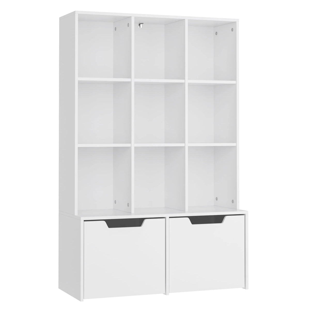 Homfa Modern Cube Bookcase, 9-Cube Storage Cabinet Display Shelf with 2 Mobile Drawers, White Finish