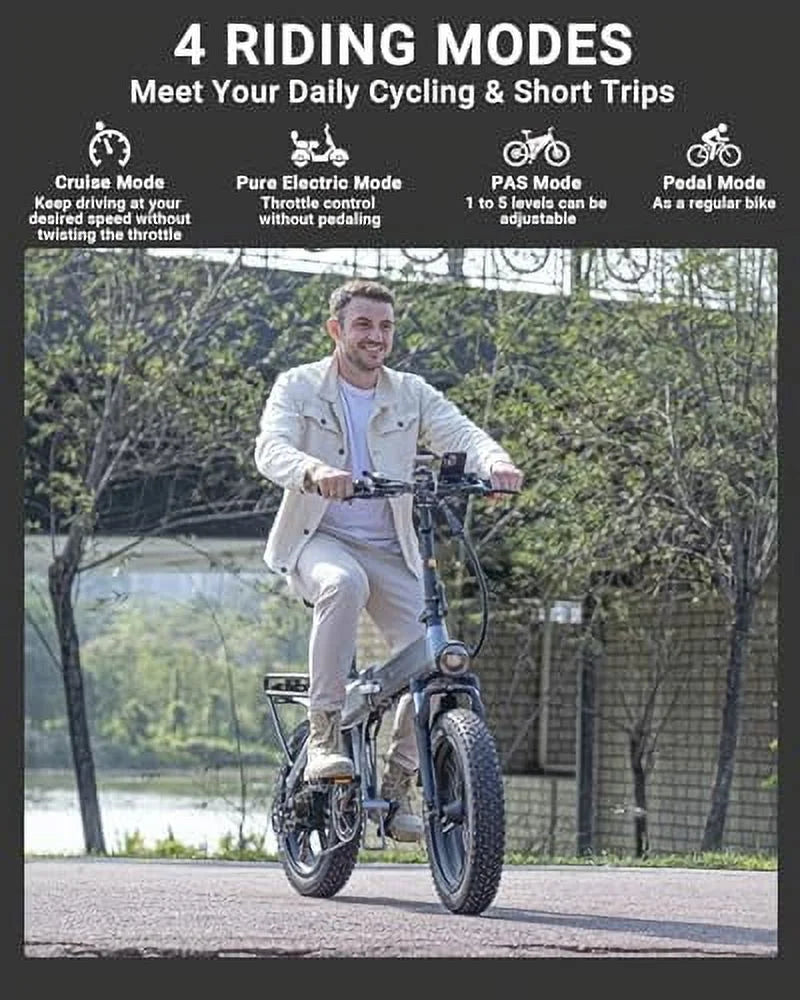 Luckeep X1 Lite Foldable Electric Bike for Adults 1500W Peak Motor,720WH Removable Battery,28MPH 60 Miles Long Range,20"*4" Fat Tire All-Terrain E-bike with Front Suspension,Mountain Electric Bicycle