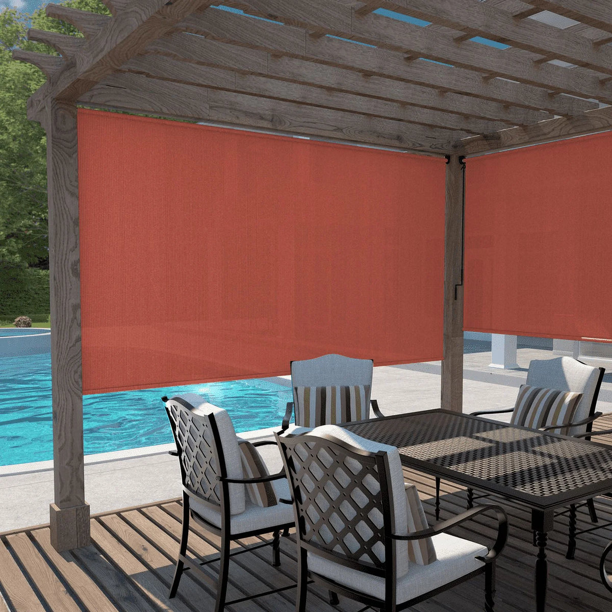 Coolaroo Light Filtering/Energy Efficient Polyethylene Roller Window Shades, Red, 2.95 in x 8'